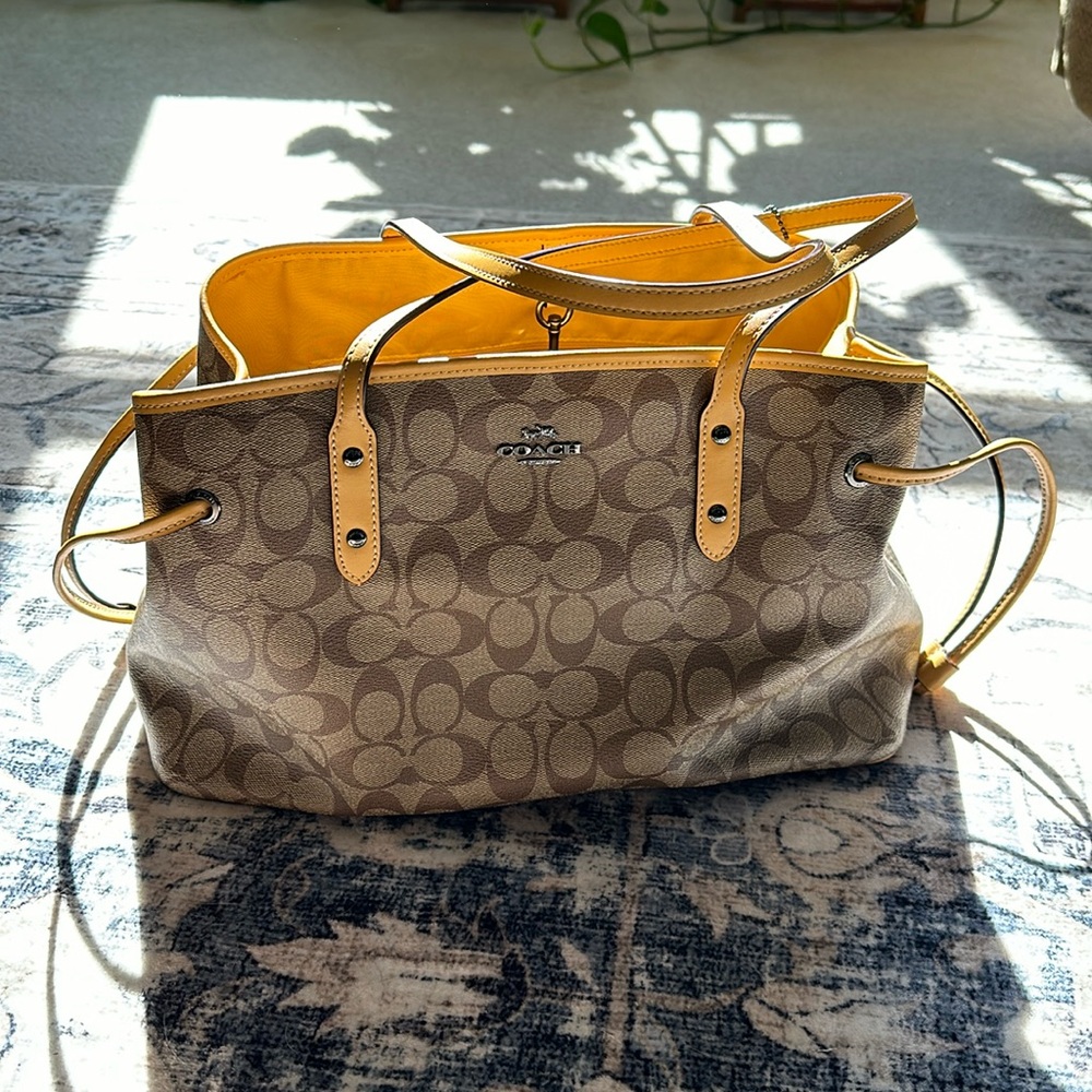 Coach Canvas and Mustard Carryall Tote Shoulder bag